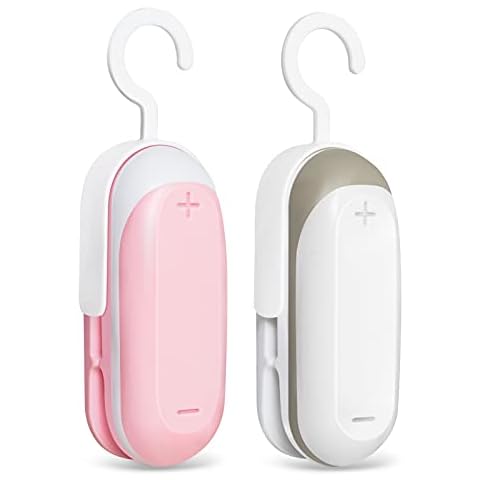Mini Bag Sealer, 2 Pack Plastic Bag Resealer for Food Storage, Portable Food Sealer for Chip Bag, Handheld Heat Vacuum Sealer 2 in 1 Mini Sealer and Cutter for Kitchen, Picnic, Camping Cover