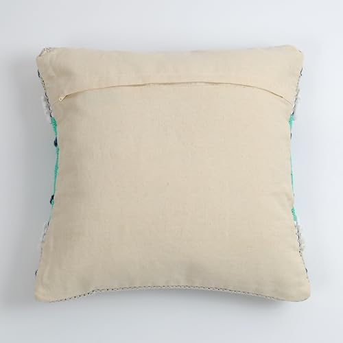 Image of TIB Premium Boho Decorative Throw Cushion Covers, 16 x 16 cm, Set of 2, Cotton. (Blue & White Lines)-230 TC
