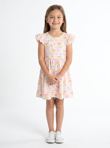 Image of Unique Baby Girls' Short Sleeve Everyday Printed Dresses for Kid and Toddler, Sizes 2T-12Y