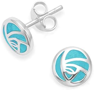 Heather Needham Sterling Silver Rennie Mackintosh Earrings - Rose flower studs Turquoise Enamel - SIZE: 8.5mm (1/3rd inch). 2gms Premium quality. Branded Leatherette Gift boxed 5603TQ/B64