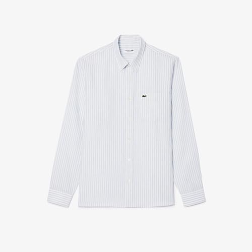 Image of Lacoste Regular Fit Striped Linen Shirt