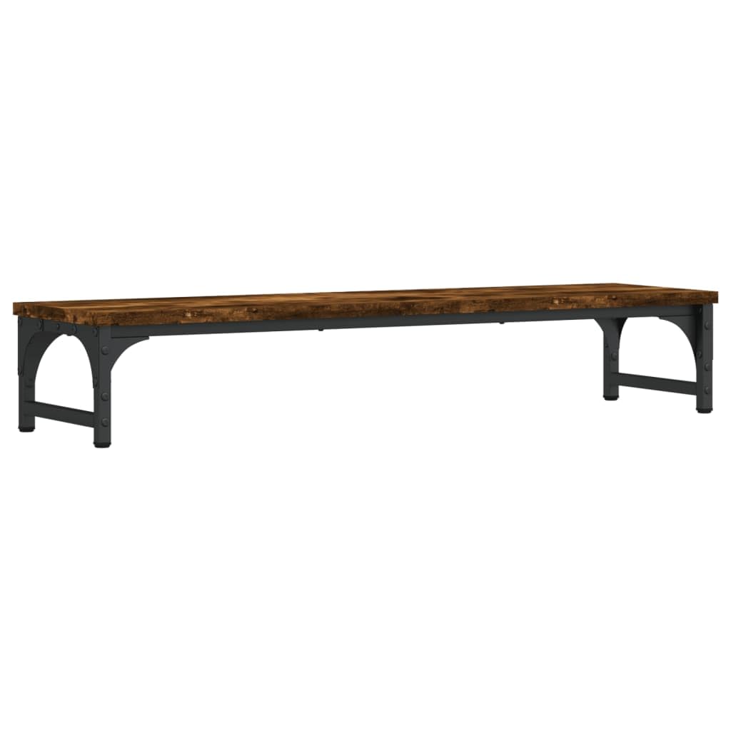 Supporto per monitor in legno di rovere affumicato, 85 x 23 x 15,5 cm, ergonomico, regolabile in altezza, postazione di lavoro, ufficio, casa, gaming