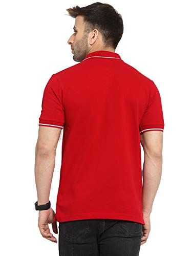 Image of Scott International Men's Regular Fit Organic Cotton Polo T-Shirt (Red with White, S)