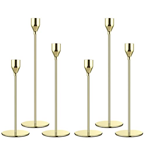 6 Pack Kerzenhalter Gold Kerzenhalter, Vintage Kerzenhalter für Wohnkultur, Kerzenhalter Tischdekoration Kerzenlicht Dinner Ornamente für Wohnkultur Party Hochzeit Cover