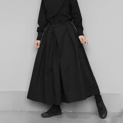 Men's 2024 Gothic Dark Style Loose Cropped Hakama Pants Wide Leg Pants Sense Samurai Pants2