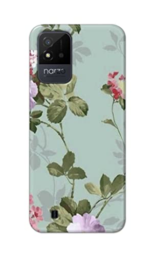 Image of Printed Hard Back Cover Case for Realme Narzo 50i Back Cover (Floral Painting) -1302