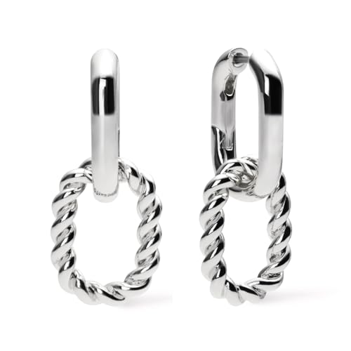 Ana Luisa Ash Double Hoop Earrings for Women - 14K Gold Plated, Silver & Two-Tone Drop Dangle Hoop Earring - Trendy Paperclip Link Huggie Hoop - Hypoallergenic, Water-Resistant & Tarnish-Free Jewelry
