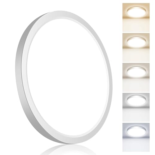 hepside Flush Mount Ceiling Light 15W 1800LM Ceiling Light Fixture 3000K/3500K/4000K/5000K/6500K Color Temperatures 7Inch Ultra-Thin Round White LED Ceiling Lights for Closet Bathroom Hallway Bedroom