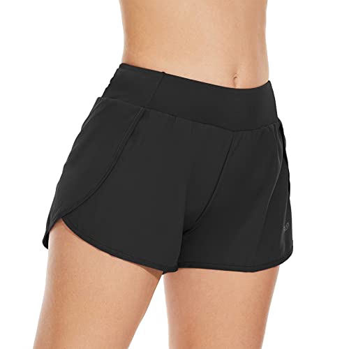 Century Star Athletic Shorts For Women, High Waisted Womens Shorts With Pockets Quick Dry Womens Running Shorts Gym Yoga Shorts For Women Black X-Large #TOP5