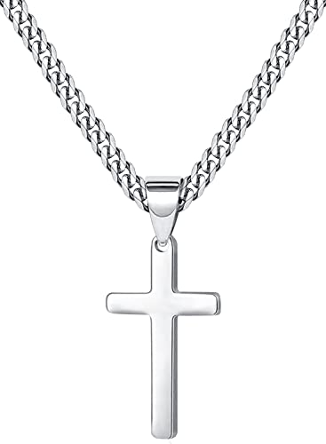 Cross Necklace for Men Women Stainless Steel Cross Pendant Necklaces Chain 20 22 24 Inches