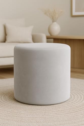 Puff Decorativo Redondo Suede para Sala Quarto Banqueta Estofado ...