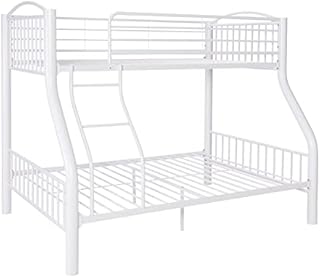 Powell Furniture Linon Heavy Metal Twin Full Bunk Bed in White