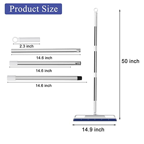 Multifunction Magic Broom, 3-In-1 Adjustable Indoor Broom Sweeper, Detachable Floor Squeegee Glass Wiper, Washable Scraping Brooms For Tile Windows, Pet Hair Remover (Blue) #TOP6