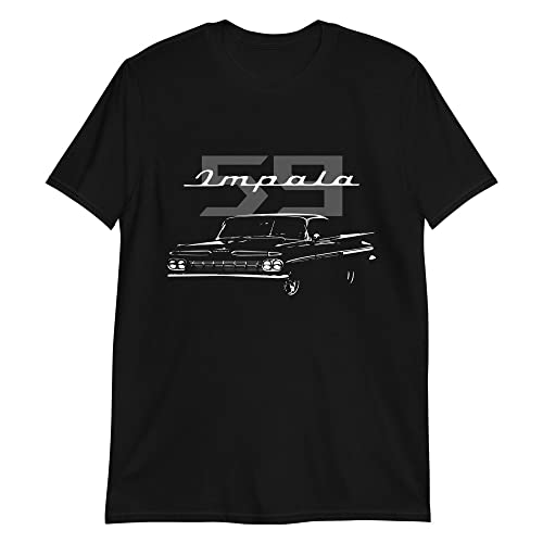 1959 Chevy Impala Custom Classic Car Collector Antique Automobile Short-Sleeve Unisex T-Shirt Black