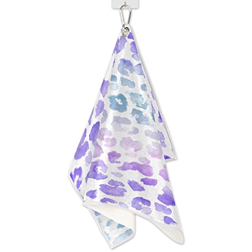 Funky Qiu Golf Towel Purple Colorful Leopard Cheetah Print,Golf Towel For Bag Quick Dry Microfiber Golf Accessories For Yoga,Gym,Workout,Fitness,15" X 24" #TOP4