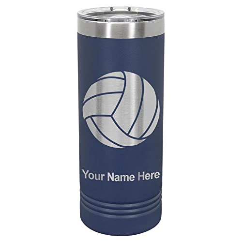 Lasergram 22Oz Vacuum Insulated Skinny Tumbler, Volleyball Ball, Personalized Engraving Included (Navy Blue) #TOP2