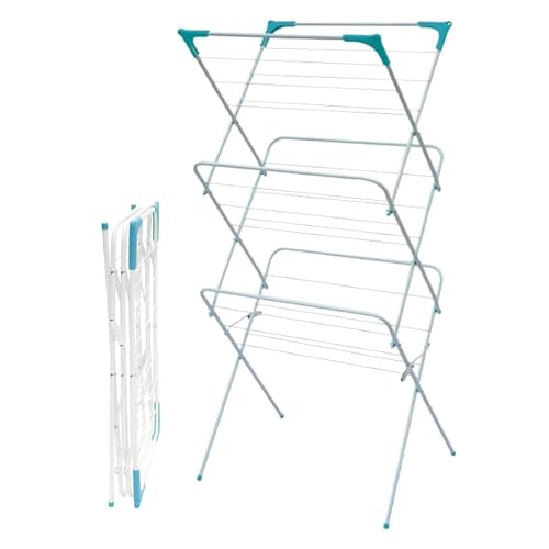 BARGAINS-GALORE 3 Tier Foldable Clothes Airer - Laundry Concertina Towel Dryer Horse Baby Kids | Indoor Outdoor Patio | Clothes Drying Rack | Washing Line Airers Maiden - Non Slip Feet, Lightweight