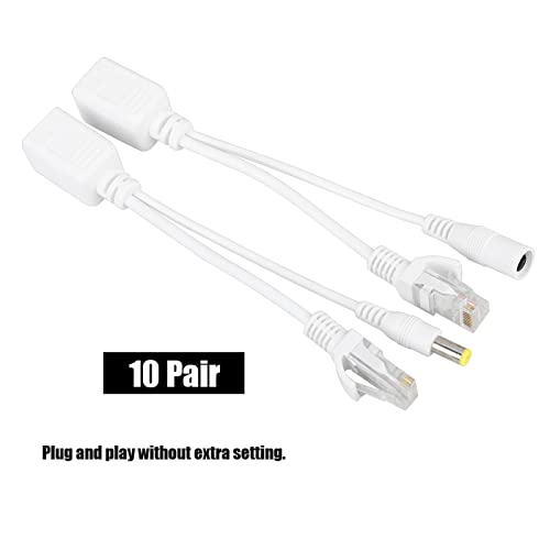 Adaptador inyector divisor POE RJ45 para cable Power over Ethernet, 10 pares, 12 V CC, para cámaras IP, núcleo de cobre puro, plug-and-play, protegido, factor de forma compacto miniatura 5