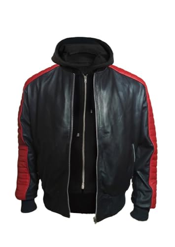 Miami The Fall Ryan Gosling Guy 2024 Vice Stunt Team Bomber Leather Jacket - Detachable Hood