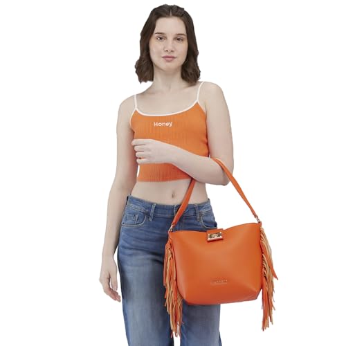 Image of Caprese Cindy Hobo, Orange-Medium | Stylish Shoulder Bag for Women | Spacious Compartment | Perfect for Casual & Daily Use
