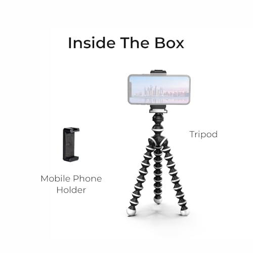 Image of DIGITEK (DTR 250 GT) 24cm Flexible Gorilla Mini Tripod with Phone Holder & Pan Head, 10 Sections Adjustment, 24cm Max Height, Cutting Edge Design, Reliable Grip, for Smartphones & Action Cameras