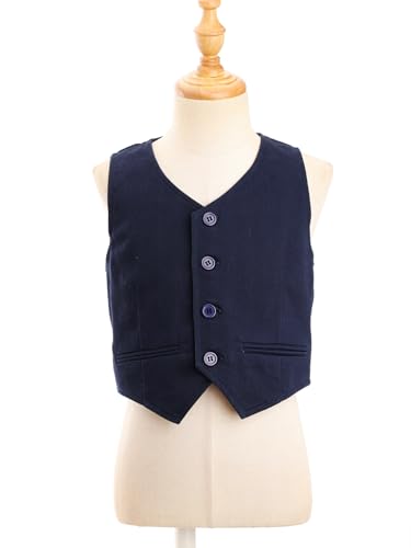 ACSUSS Kids Boys Wedding Party Formal Waistcoat Sleeveless V Neck Button Down Vest Jacket2