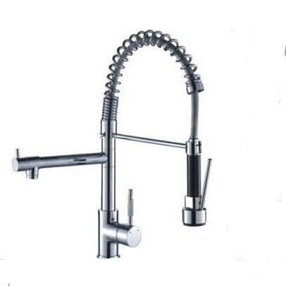 Única palanca del grifo de la cocina extraíble caño giratorio del recipiente del fregadero grifo mezclador de cocina con rociador extraíble ducha de mano para lavabo Grifos