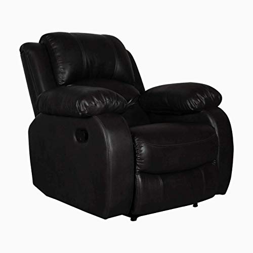 Image of Darcy Recliner, Ultra Comfortable and Durable Ergonomic Single Seat Reclining Sofa, Living Room Recliner Chair with Thickened Padded Arm /Back, Leatherette, Black Color