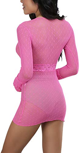 Image of ToBeInStyle Women's Stretch See Through Fishnet Novelty Mini Rave Party Dress