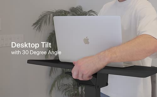 Ocommo Height Adjustable And Tilt Laptop Stand Lectern, Workstation With Wheels, Pneumatic Adjustable Podium With Tilt Laptop Table, Black #TOP3