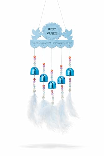 Image of Decorative Wind Chime for Home | Wooden House with Bells Colourful Beads | Positive Energy Balcony Living Room Hall Garden Home Decor (Best Wishes)