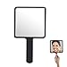 Produktbild COCOCITY Professioneller Kosmetikspiegel mit Griff, Kunststoff Handspiegel, Portable Frisierspiegel Schwarze Wandspiegel für Make-up, Haare schneiden, Rasieren (9x16cm)