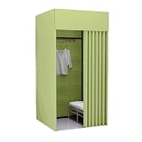 Vestidor portátil con marco de metal y cortina de sombra, vestuario plegable para tienda de ropa o vestidor, privacidad
