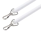 Zilimontt Gardinenstangen zum Öffnen und Schließen von Jalousien, 43,2 cm, mit Acryl-, Harz- und Metallhaken, weiß und transparent (weiß), 2 Stück