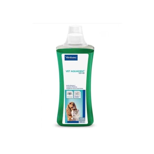 Virbac Aquadent - Solución de higiene dental para perros y gatos, sabor menta, botella de 500 ml