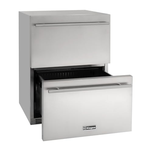 Image of Kegco Built-In Stainless Steel Commercial Two-Drawer Outdoor Refrigerator HK-24D-SS