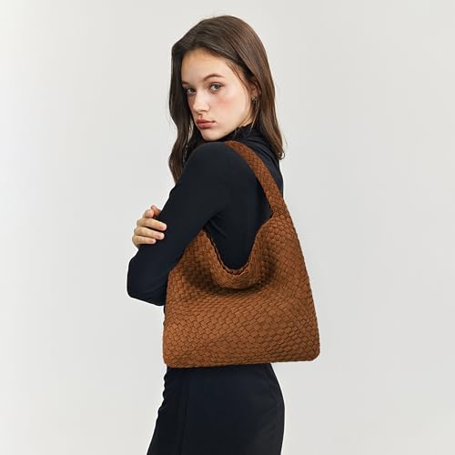 Image of Queenoris Fashion Hobo Bags for Women Top-handle Shoulder Bag Vegan Leather Purses Soft Summer Tote Bag | WOVEN