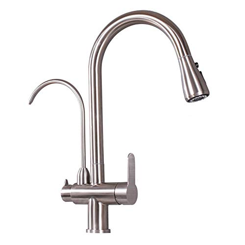 Grifo mezclador de cocina con batería giratoria de acero inoxidable para agua fría