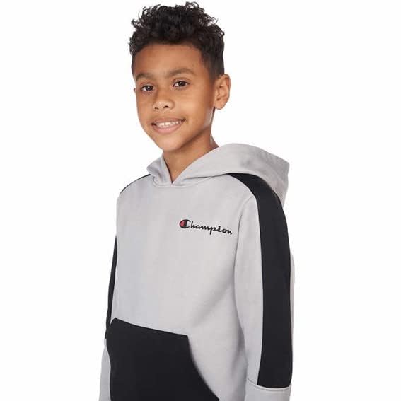 Champion Kids Clothes Sweatshirts Youth Heritage Fleece Pull On Hoody Sweatshirt with Hood, Gray/Black, XL3