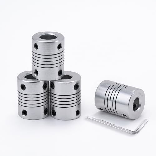 XIKE 4PCS 8mm to 10mm Shaft Coupling 25mm Length 19mm Diameter Stepper Motor Coupler Aluminum Alloy Joint Connector for 3D Printer CNC Machine DIY Encoder