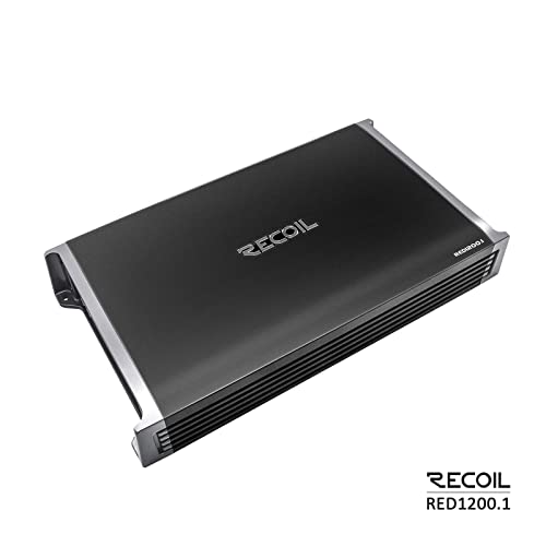 RECOIL RED1200-1 2500 Watt Class-D Car-Audio-Monoblock-Subwoofer-Verstärker, 1 Ohm stabil, Remote-Bass-Regler enthalten