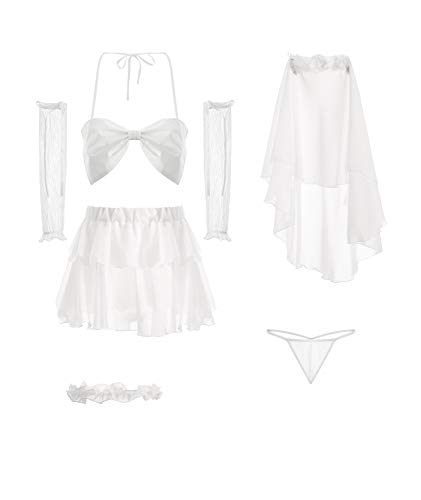 YUANMO Sexy Erotische Kostuums Cosplay Bruids Lingerie voor Vrouwen Sexy Cosplay Vrouwen Kostuum Met Bruid Sluier - Afbeelding 6