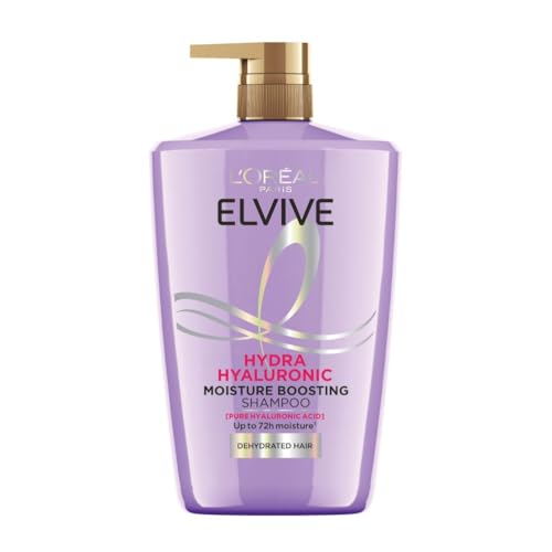 L’Oréal Paris Elvive Hydra Hyaluronic Moisture Boosting Shampoo, with Hyaluronic Acid, for Dry & Dehydrated Hair, Suitable for all hair textures, 1000ml