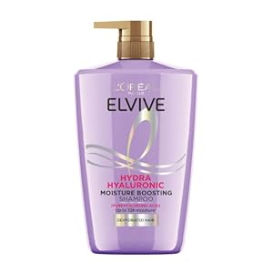 L’Oréal Paris Elvive Hydra Hyaluronic Moisture Boosting Shampoo, with Hyaluronic Acid, for Dry & Dehydrated Hair, Suitable for all hair textures, 1000ml