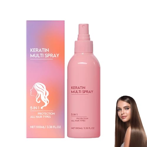 Spray capillaire à la kératine, après-shampoing hydratant et hydratant 5 en 1, nourrissant pour cheveux secs et abîmés, anti-frisottis, parfum longue durée, démêlant et lissant (1pcs)