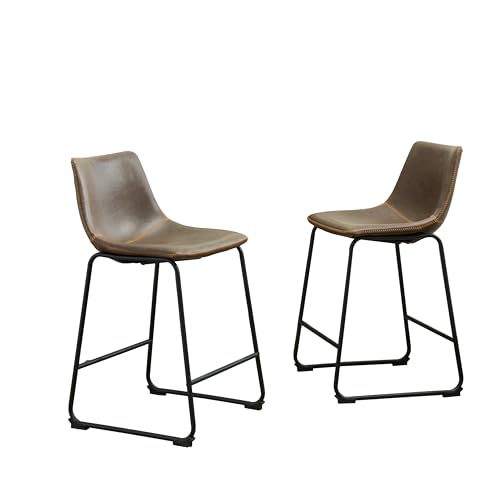 Roundhill Vintage PU Leather Counter Stools (Set of 2)