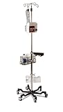 Medline 6-Leg Heavy-Duty IV Pole Stand, 4-Hook, Stainless Steel, Adjustable Height (73