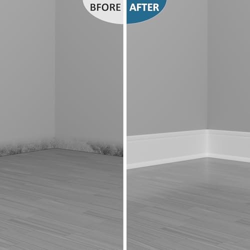 Image of Duzzy Flexible Baseboard Trim, 6 Inch(H) x 20 Feet(L) Peel and Stick Vinyl Baseboard Molding Trim, Self-Adhesive Wall Base Cove Base