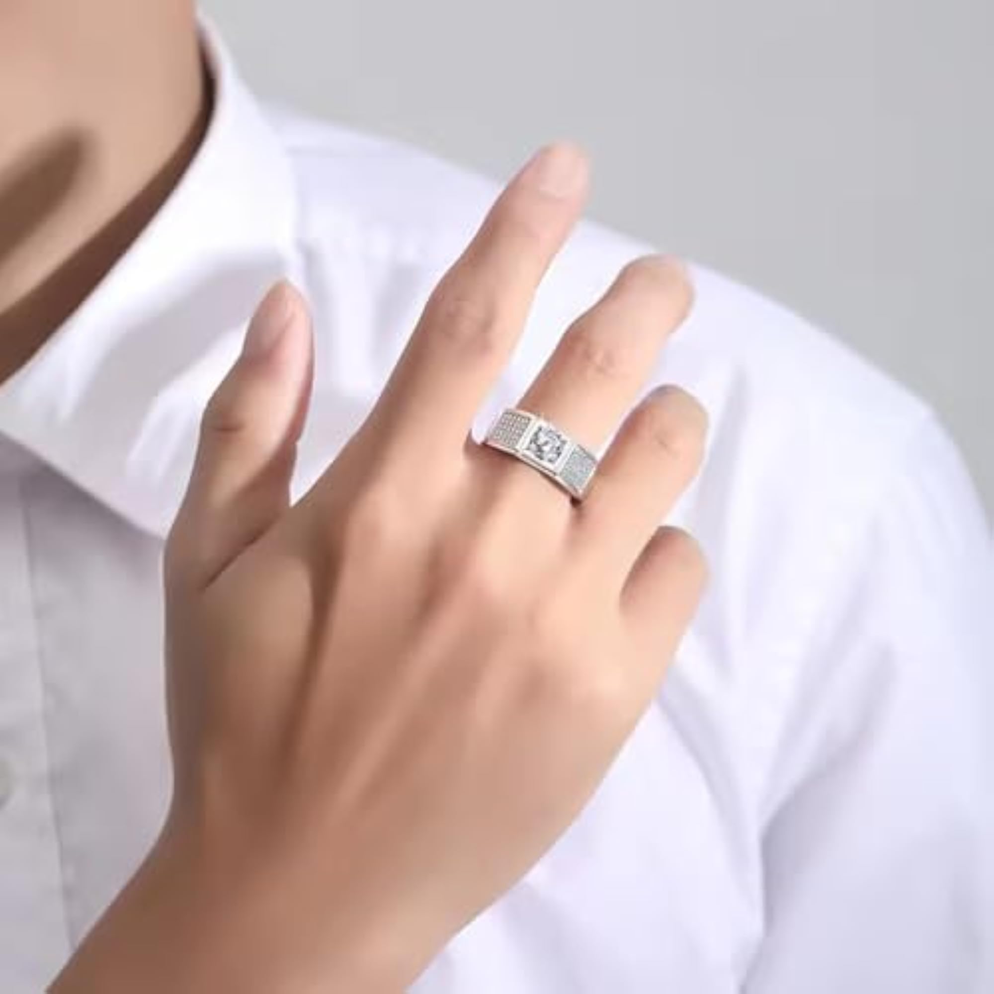 American Diamond Proposal Solitaire Adjustable Ring for Men