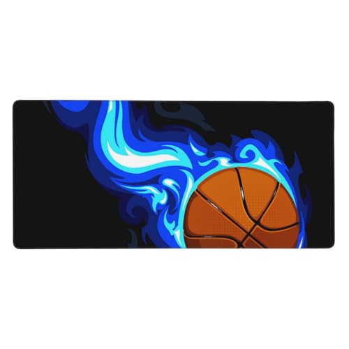 Tapis de souris grand format basket-ball en feu 40x90cm caoutchouc